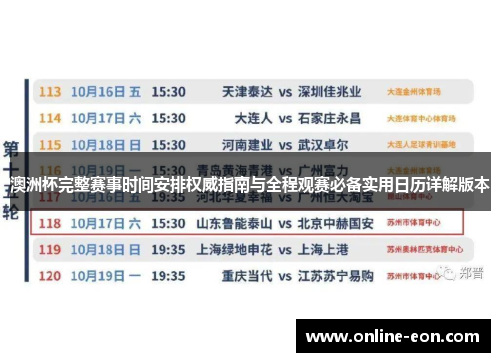 澳洲杯完整赛事时间安排权威指南与全程观赛必备实用日历详解版本 澳洲杯完整赛事时间安排权威指南与全程观赛必备实用日历详解版本